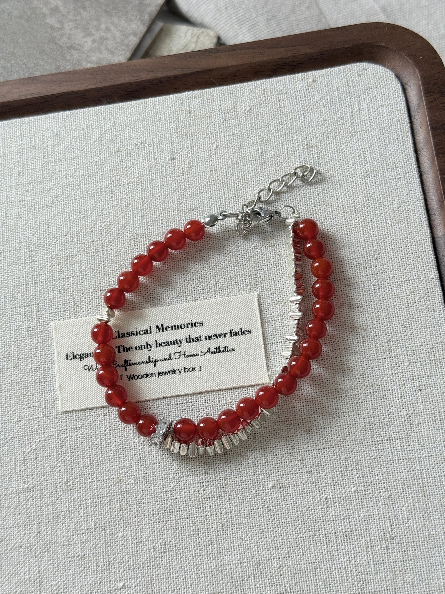 Red Agate Cornelian Lucky Stone Beaded Bracelet