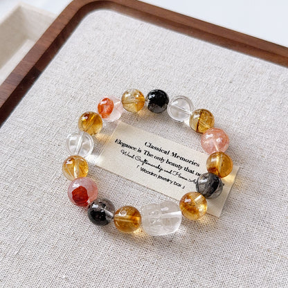 Hematoid Pixiu Herkimer Diamond Beaded Bracelet