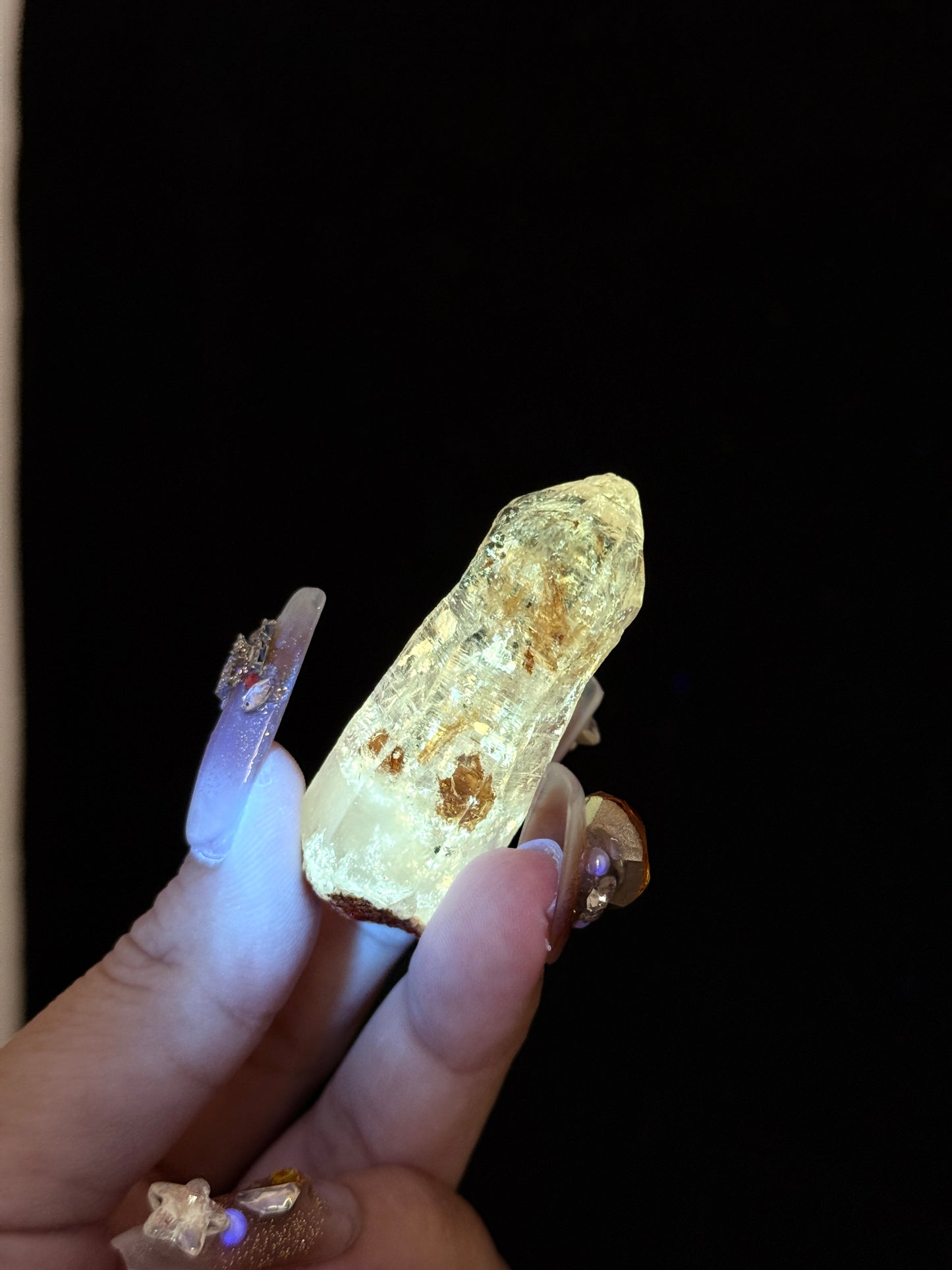 Golden Scepter Red Clay Filled Firefly Skeletal Petroleum Included Quartz UV Reactive with ENHYDROS