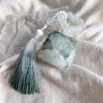 天山翡翠 格朗卡其晶翡翠 獅子雕塑 天山翠