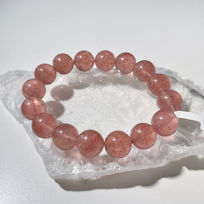 White Base Strawberry Quartz Beaded Bracelet