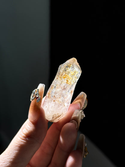 Golden Scepter Red Clay Filled Firefly Skeletal Petroleum Included Quartz UV Reactive with ENHYDROS