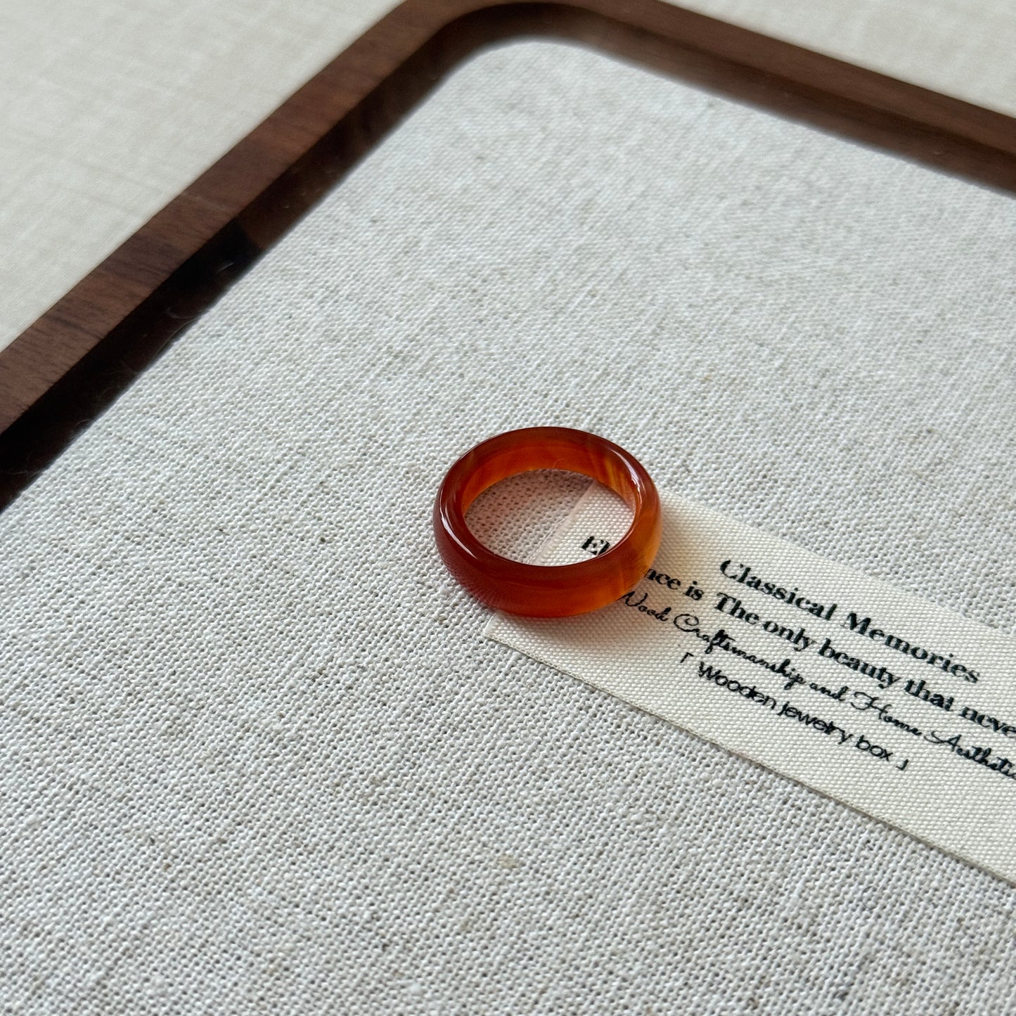 Bicolor Red Orange Chalcedony Agate Ring Bangle US 6 Ring Band