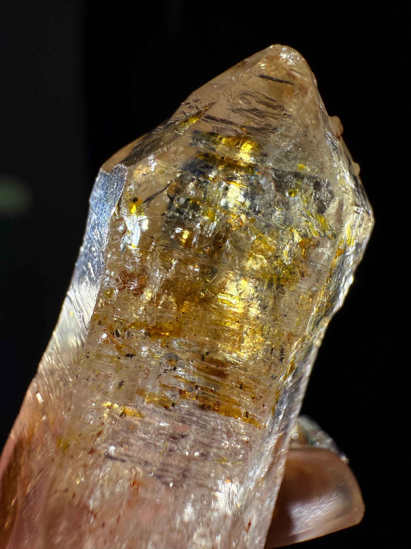 Golden Scepter Red Clay Filled Firefly Skeletal Petroleum Included Quartz UV Reactive with ENHYDROS