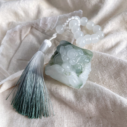 天山翡翠 格朗卡其晶翡翠 獅子雕塑 天山翠