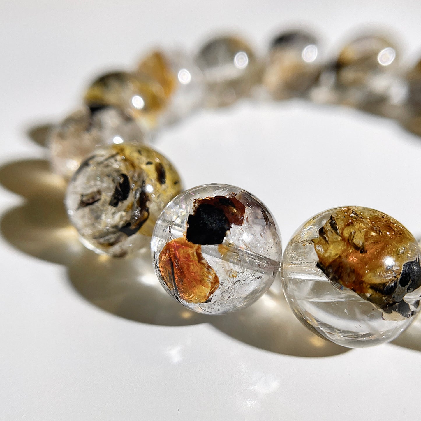 黑色 &amp; 黃色 Skeleton Herkimer Diamond Beaded Bracelet 閃靈骸骨