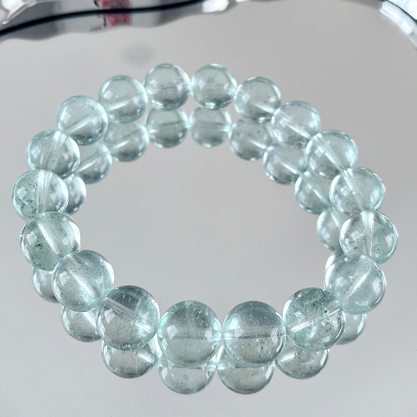 Rare Greenish Mint Aquamarine Bead Bracelet