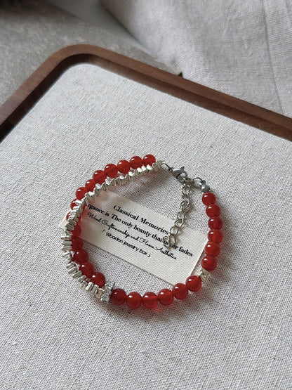 Red Agate Cornelian Lucky Stone Beaded Bracelet