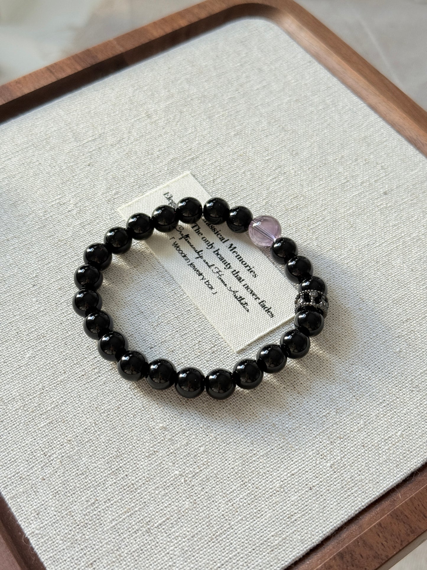 Obsidian Amethyst Beaded Bracelet