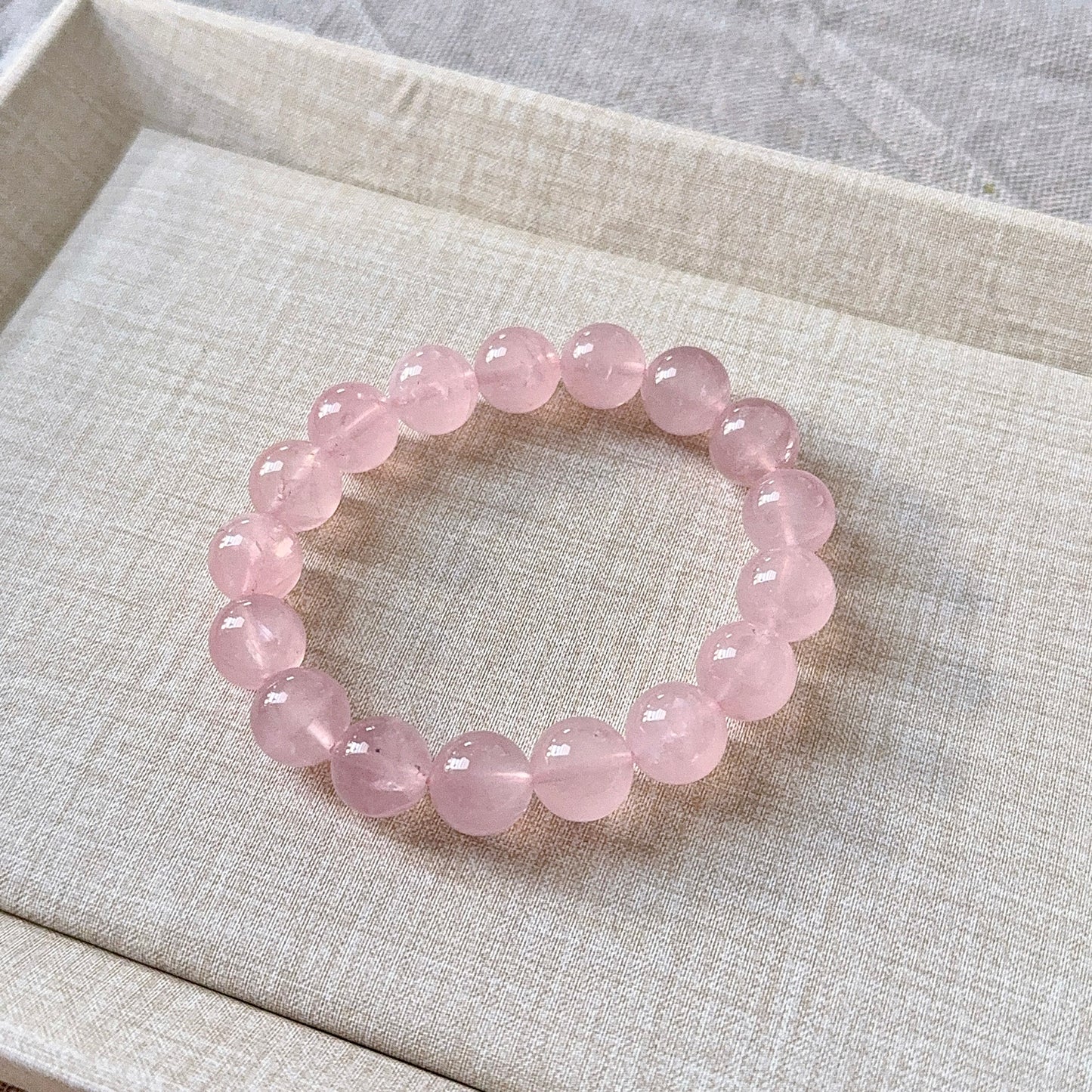 Rose Quartz 11.8mm Beaded Bracelet
