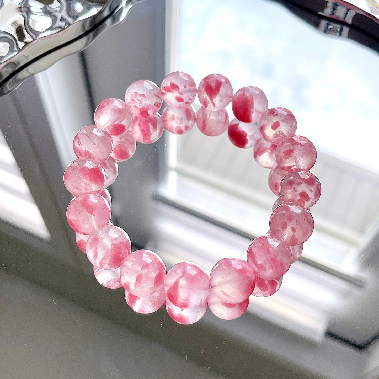Sakura Icy Rhodonite Beaded Bracelet