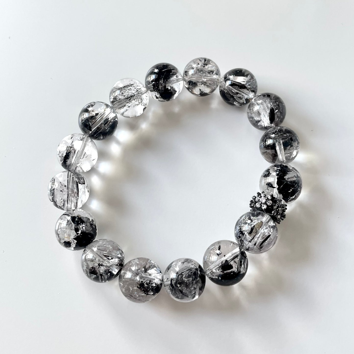 Black Herkimer Diamond Beaded Bracelet