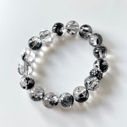 Black Herkimer Diamond Beaded Bracelet
