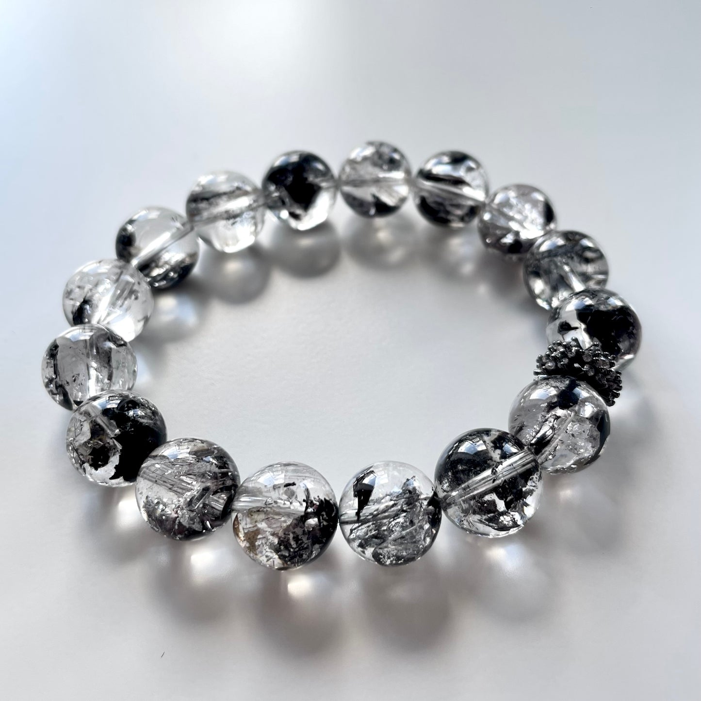 Black Herkimer Diamond Beaded Bracelet