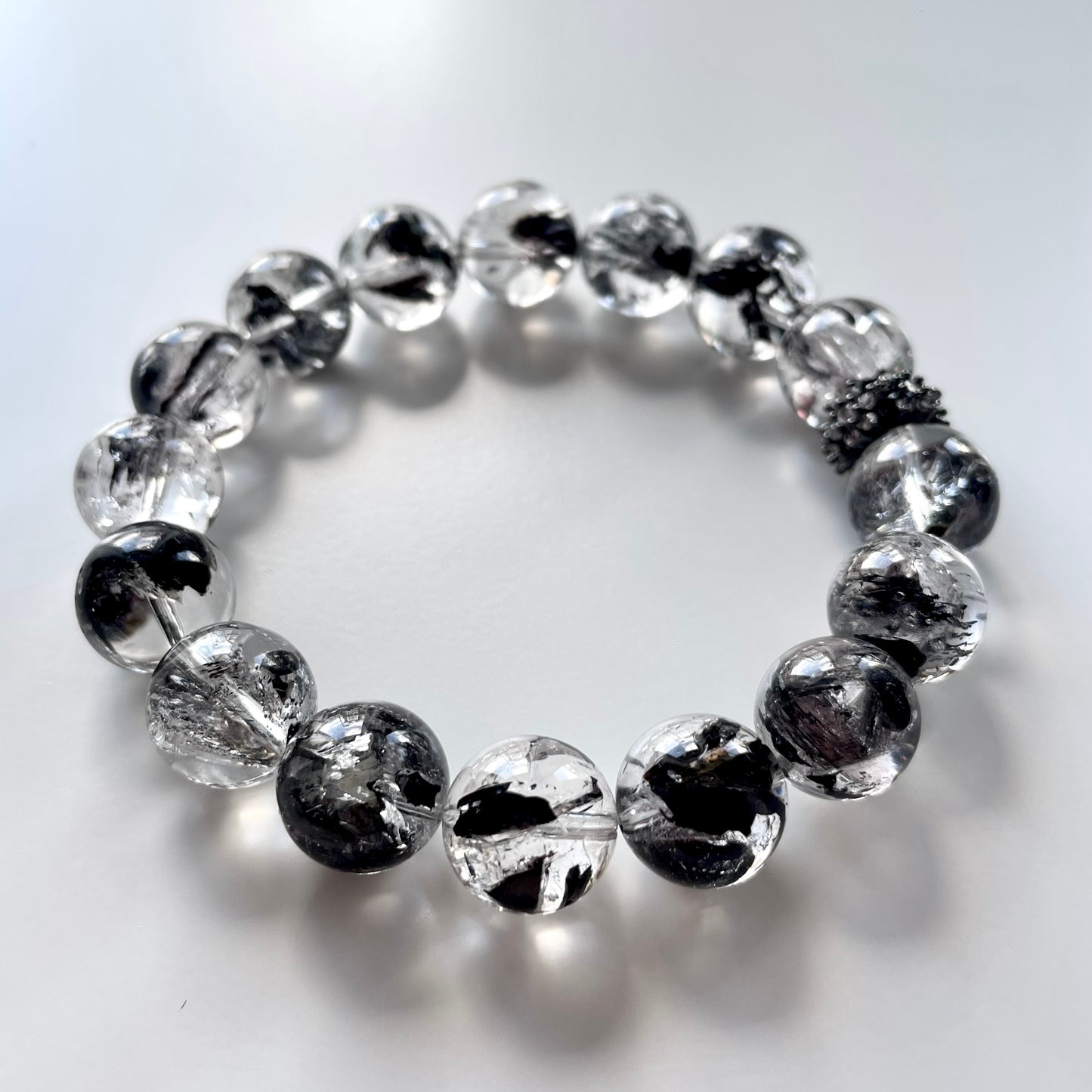 Black Herkimer Diamond Beaded Bracelet