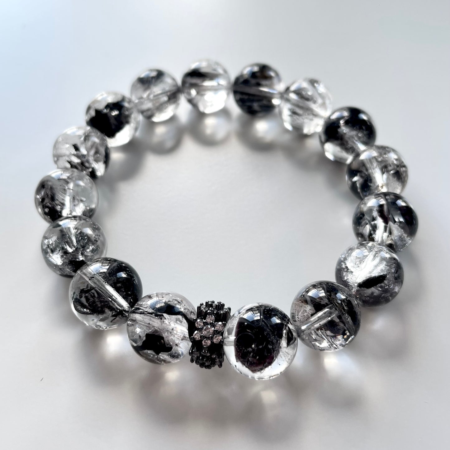 Black Herkimer Diamond Beaded Bracelet