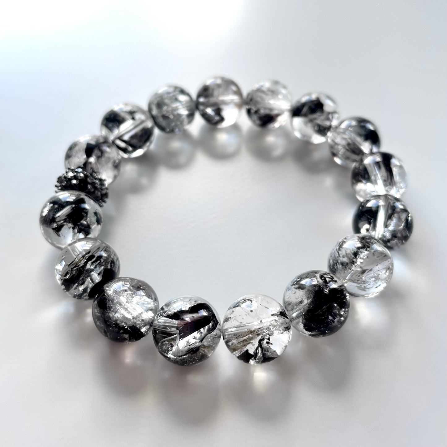 Black Herkimer Diamond Beaded Bracelet