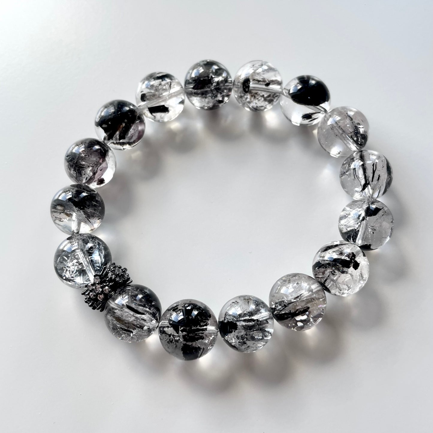 Black Herkimer Diamond Beaded Bracelet
