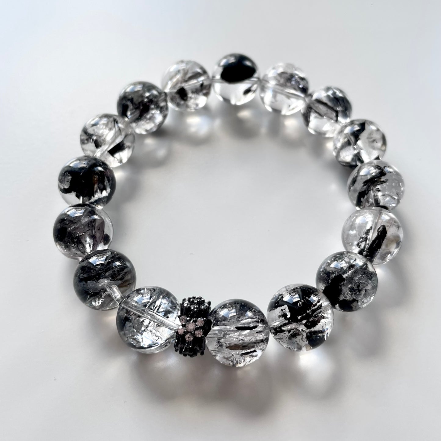Black Herkimer Diamond Beaded Bracelet