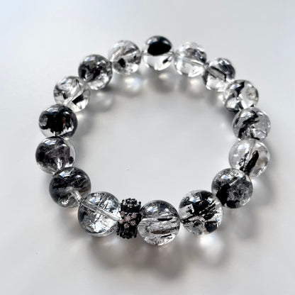Black Herkimer Diamond Beaded Bracelet