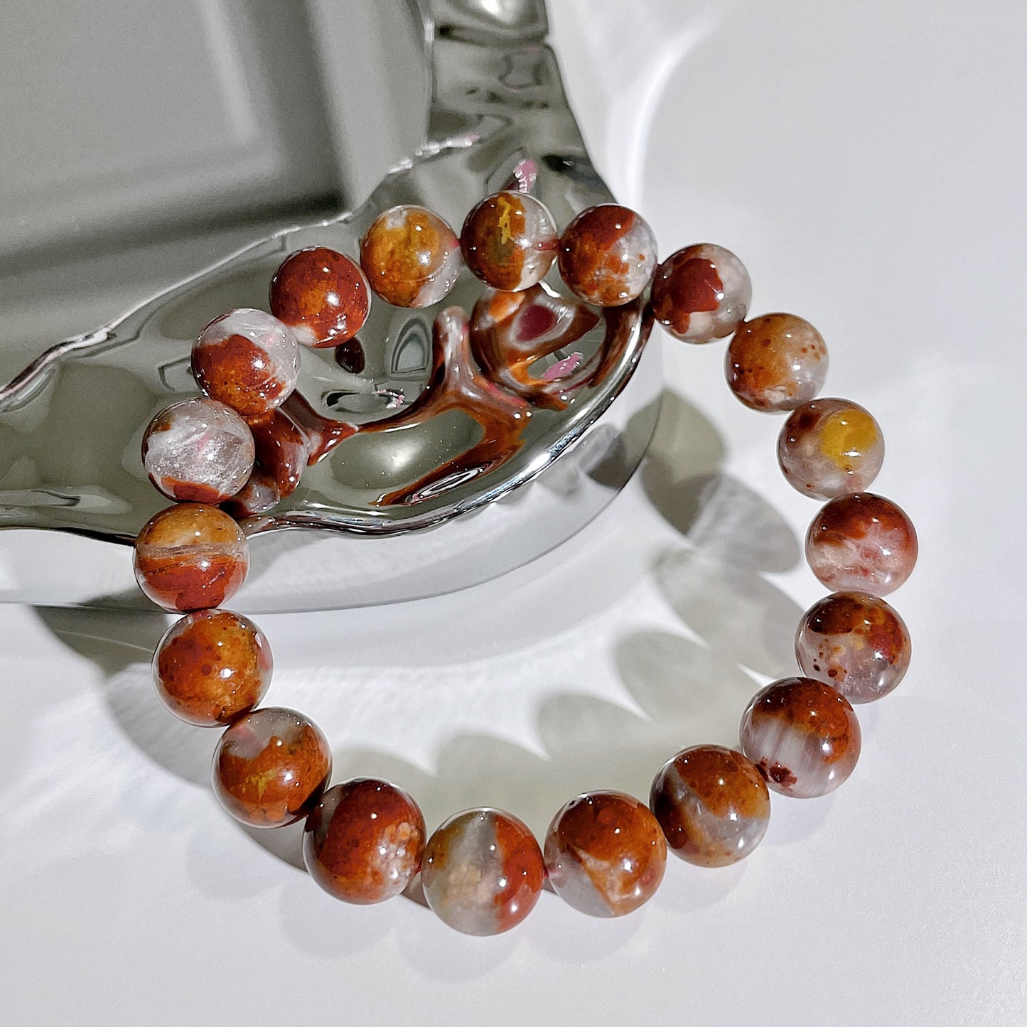 Red Amphibole Beaded Bracelet