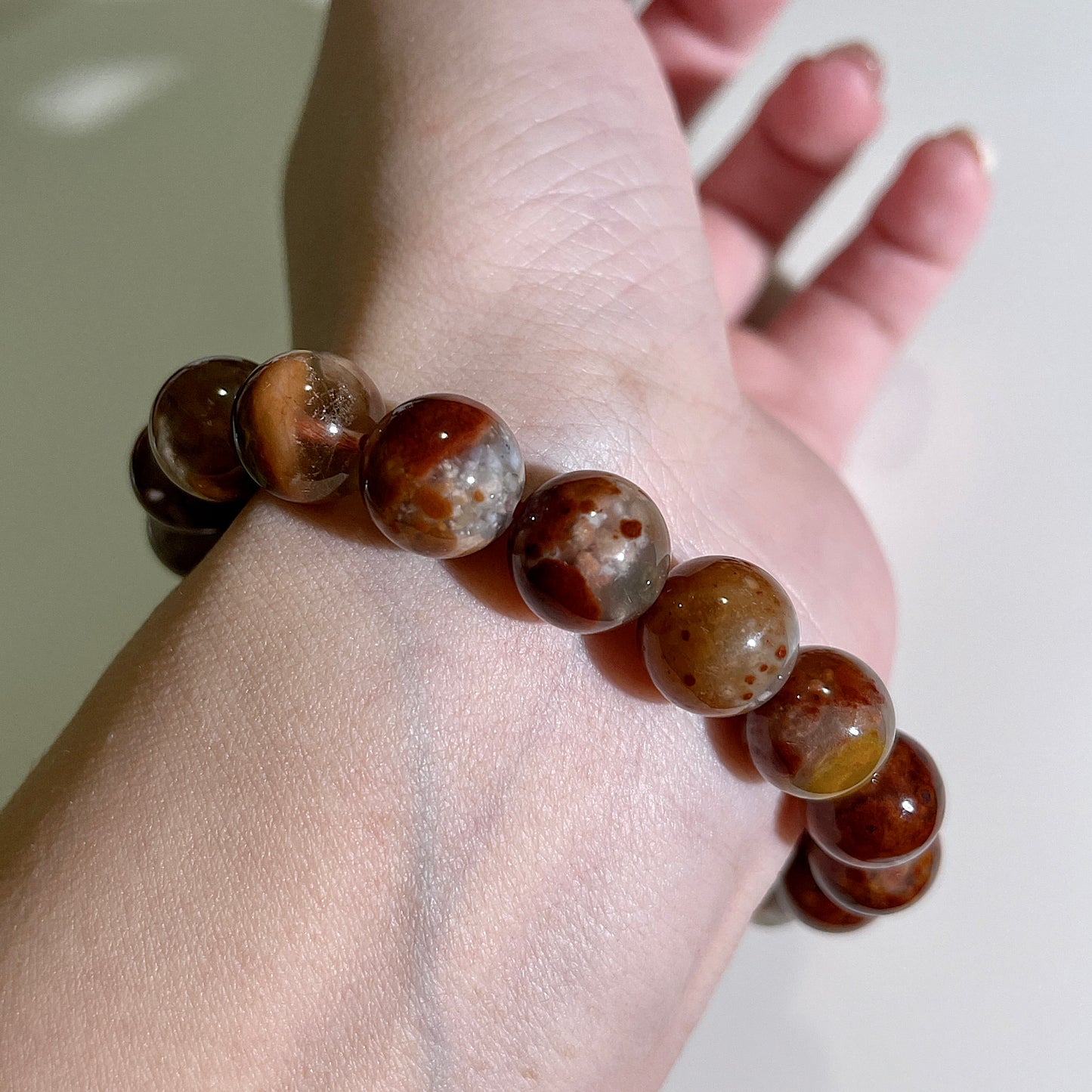 Red Amphibole Beaded Bracelet