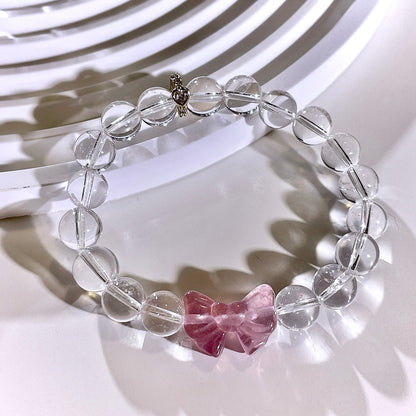 Clear Quartz Ribbon Fluorite Beaded Bracelet