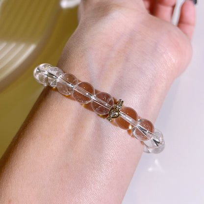 Clear Quartz Ribbon Fluorite Beaded Bracelet