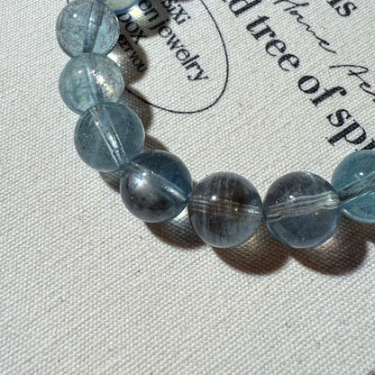 Devil Black & Blue Gold Flashing Aquamarine Bead Bracelet