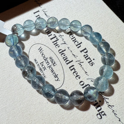 Devil Black & Blue Gold Flashing Aquamarine Bead Bracelet
