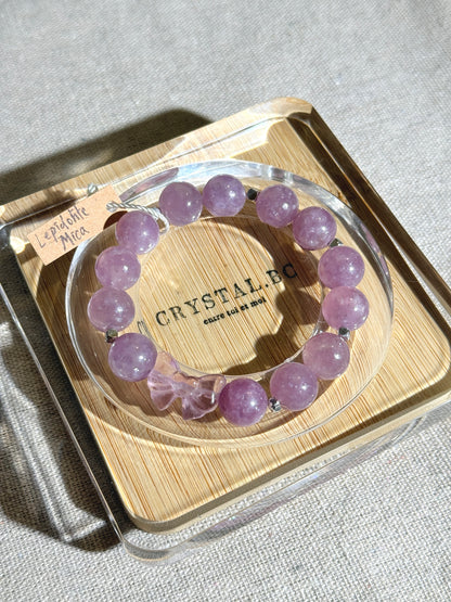 Purple Lepidolite Mica 11mm Beaded Bracelet