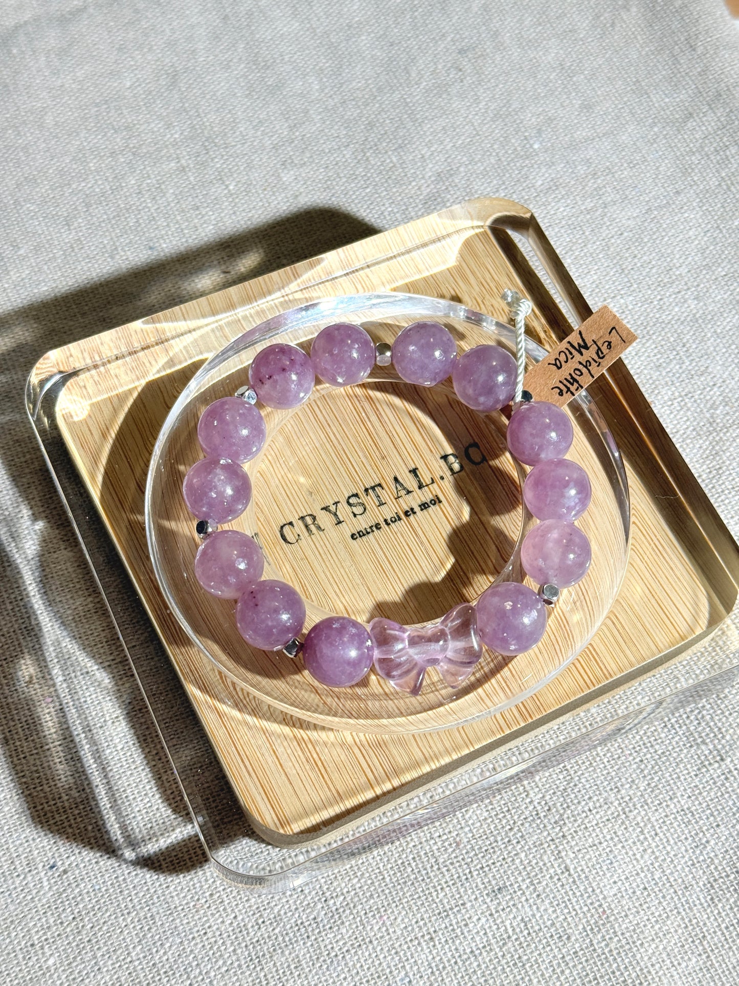 Purple Lepidolite Mica 11mm Beaded Bracelet