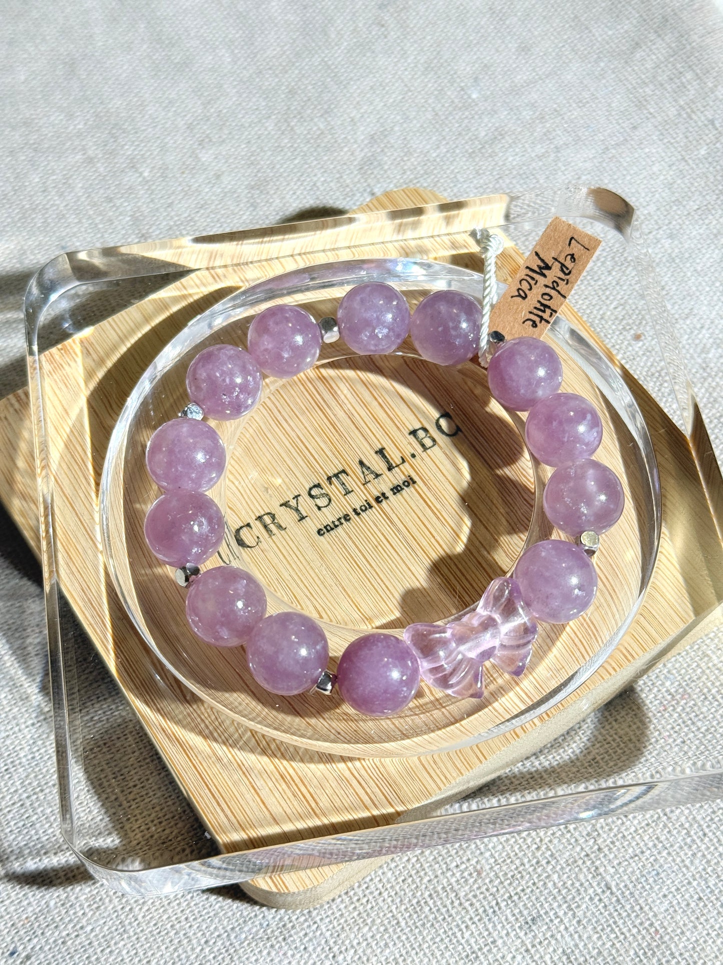 Purple Lepidolite Mica 11mm Beaded Bracelet