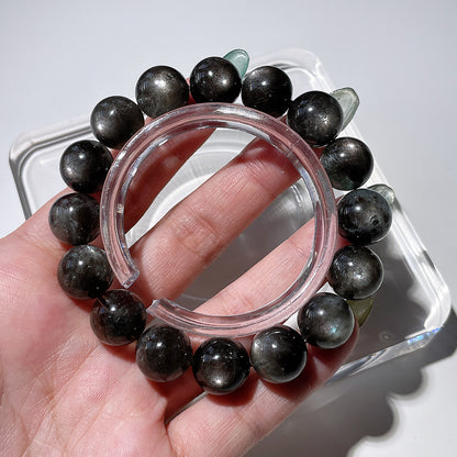 Devil Black Sheen Aquamarine Beaded Bracelet