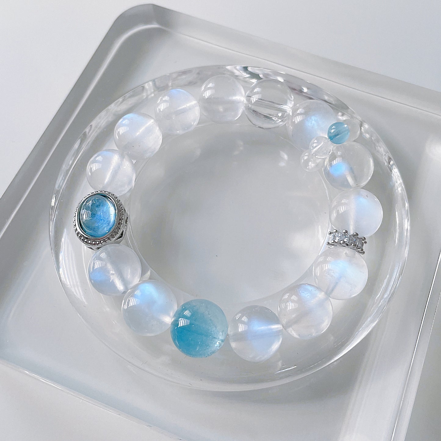 Moonstone | Topaz | Aquamarine Beaded Bracelet
