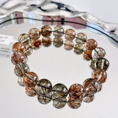 Black Gold Super Seven (Green and Gold Rutile) Beaded Bracelet