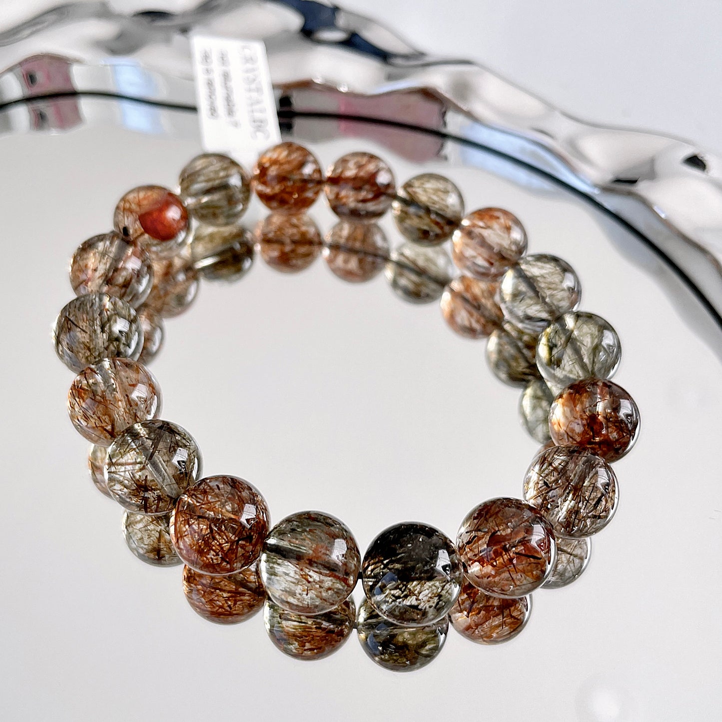 Black Gold Super Seven (Green and Gold Rutile) Beaded Bracelet