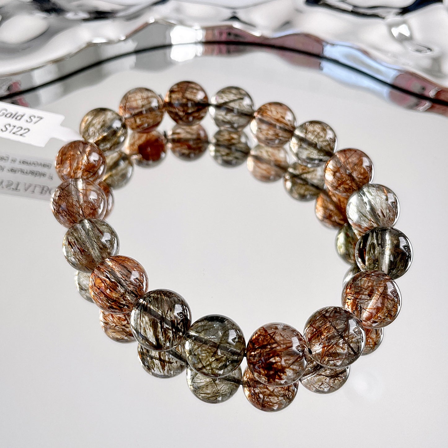 Black Gold Super Seven (Green and Gold Rutile) Beaded Bracelet