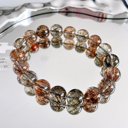 Black Gold Super Seven (Green and Gold Rutile) Beaded Bracelet