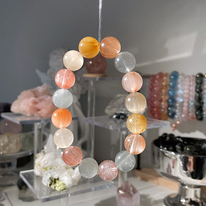 Rainbow Amphibole Quartz Beaded Bracelet