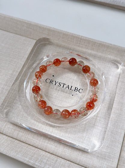 Tanzania Arusha Sunstone with Beryl Black Rutile Inclustion 8.8mm Beaded Bracelet