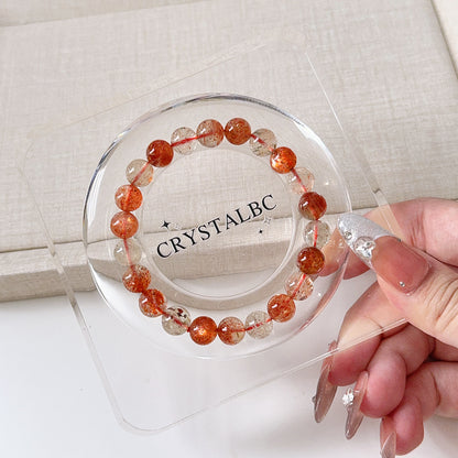 Tanzania Arusha Sunstone with Beryl Black Rutile Inclustion 8.8mm Beaded Bracelet