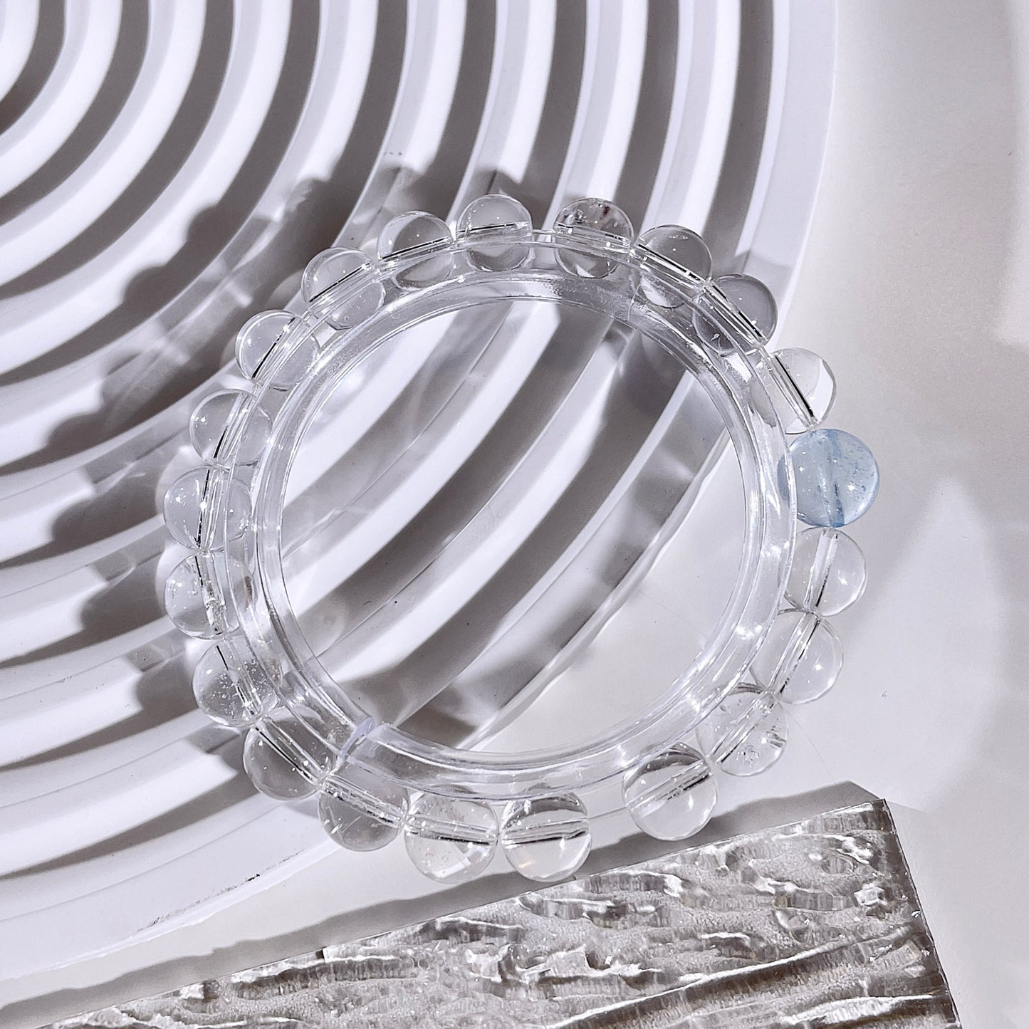 Clear Quartz Aquamarine Beaded Bracelet