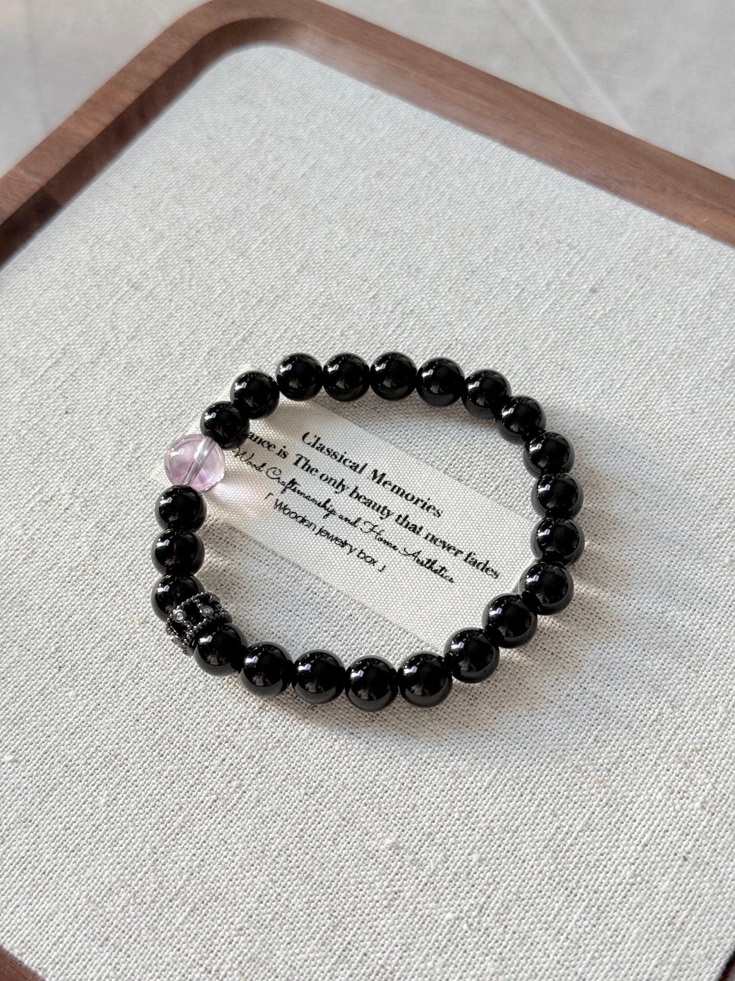 Obsidian Amethyst Beaded Bracelet