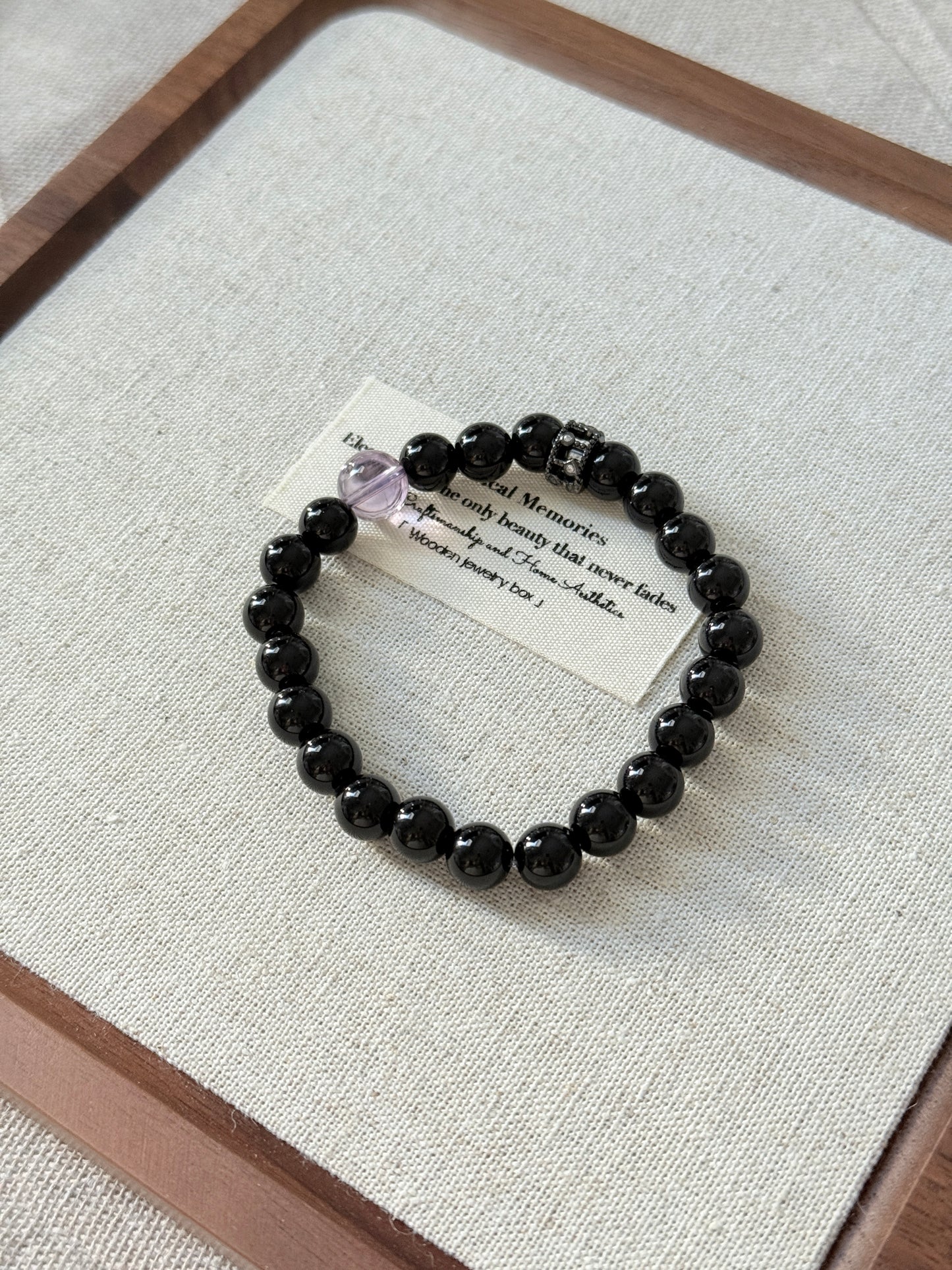 Obsidian Amethyst Beaded Bracelet