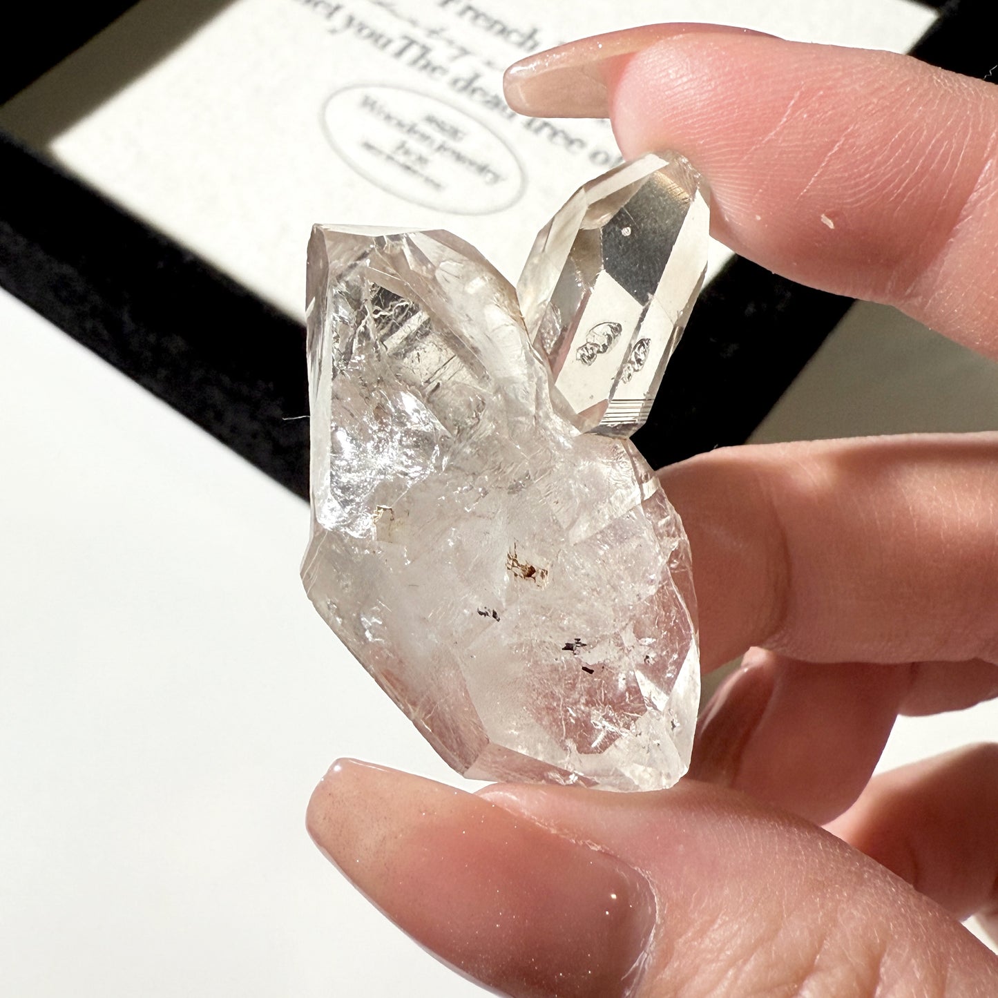 Herkimer Diamond Twin Cluster Water Clear Inclusion Double Terminated Quartz