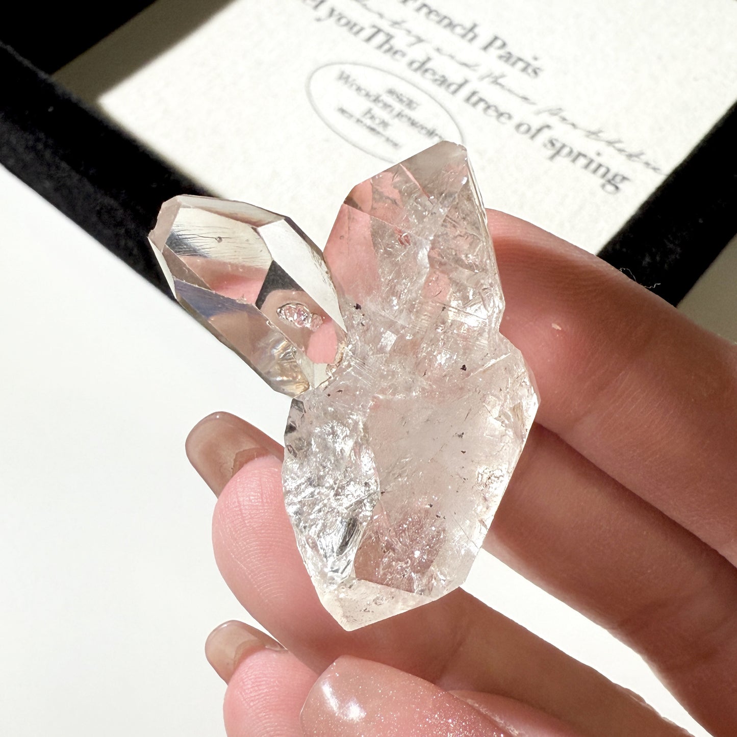 Herkimer Diamond Twin Cluster Water Clear Inclusion Double Terminated Quartz