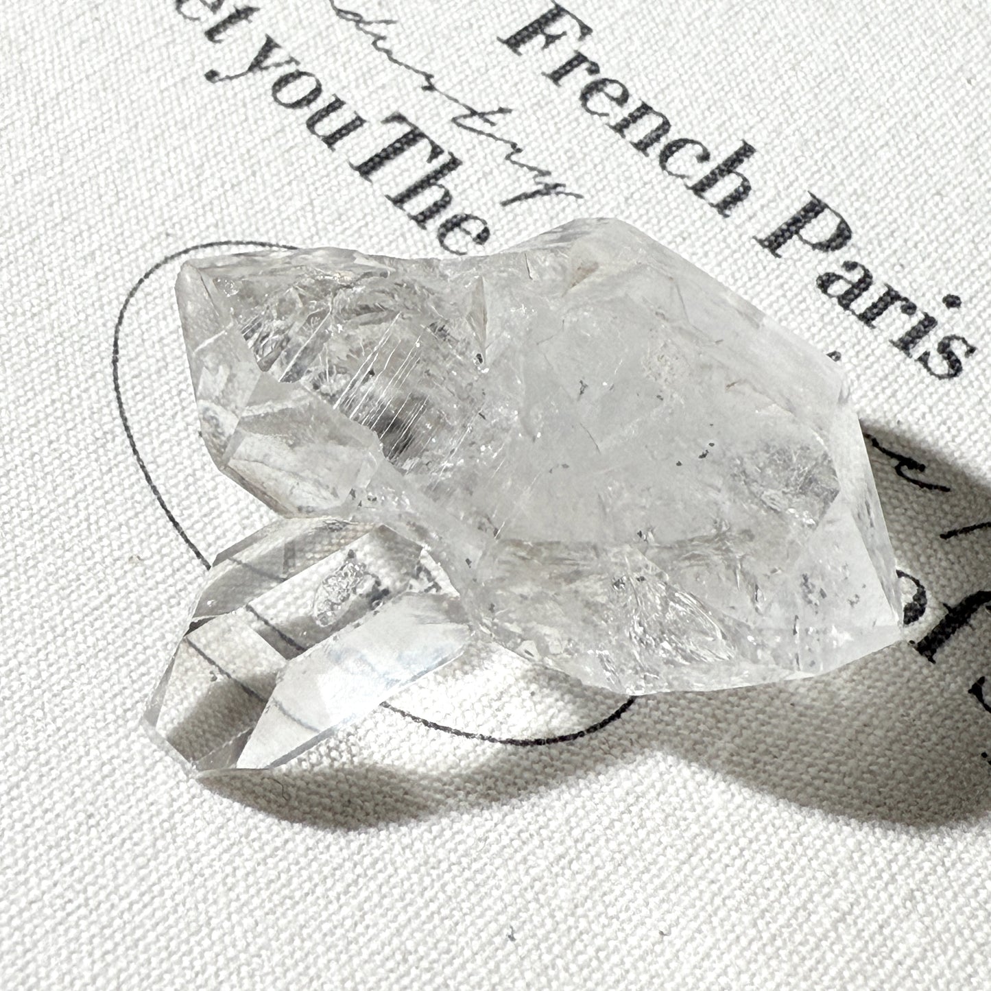 Herkimer Diamond Twin Cluster Water Clear Inclusion Double Terminated Quartz