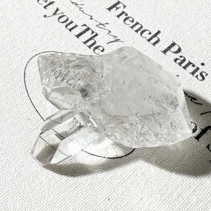 Herkimer Diamond Twin Cluster Water Clear Inclusion Double Terminated Quartz