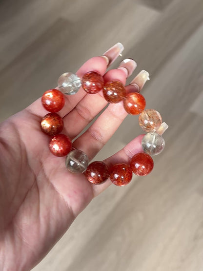 High Quality Tanzania Arusha Sunstone with Beryl Inclustion Beaded Bracelet